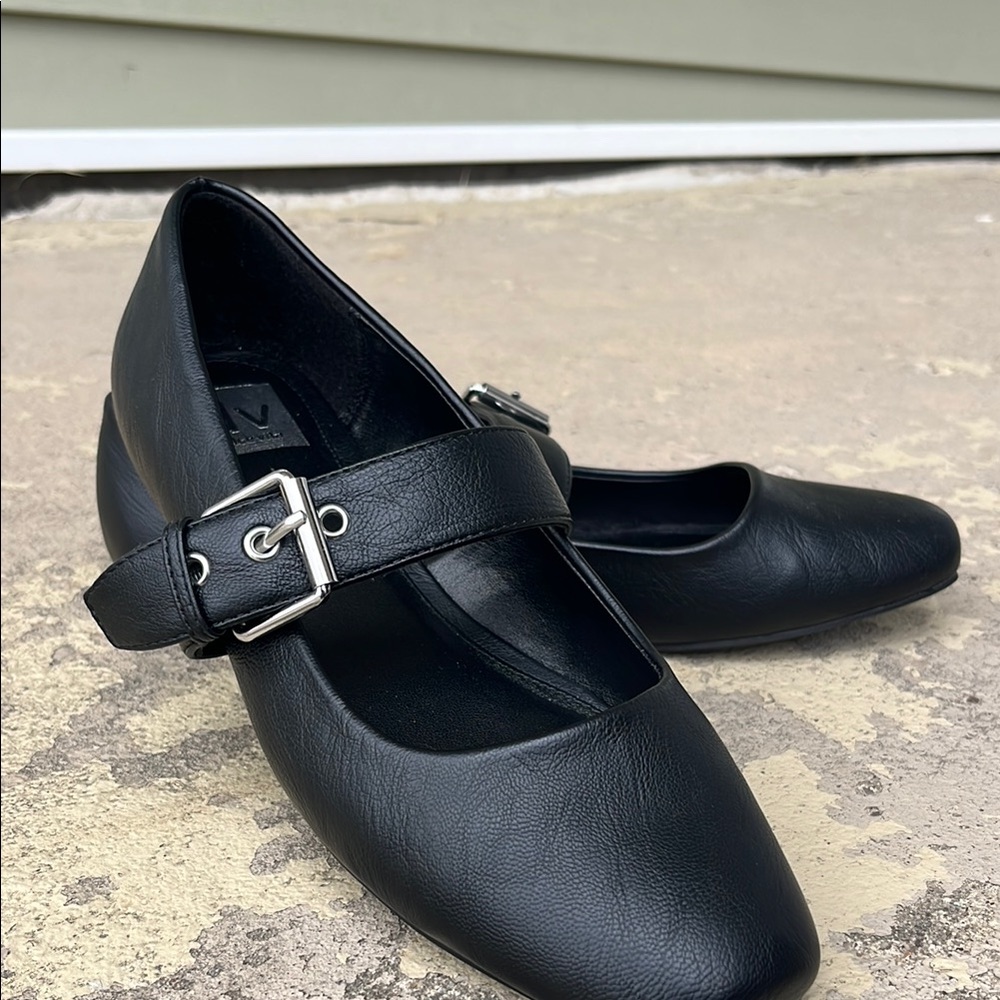 Dolce Vita Black Mary Jane Flats with Silver Buckle